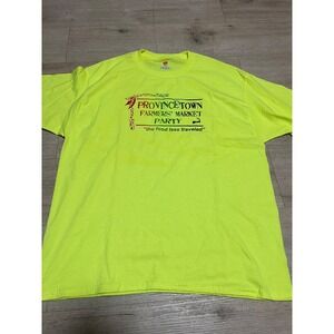 Provincetown Farmers Market Party T Shirt Neon Yellow XL Mens Cape Cod Pride Gay